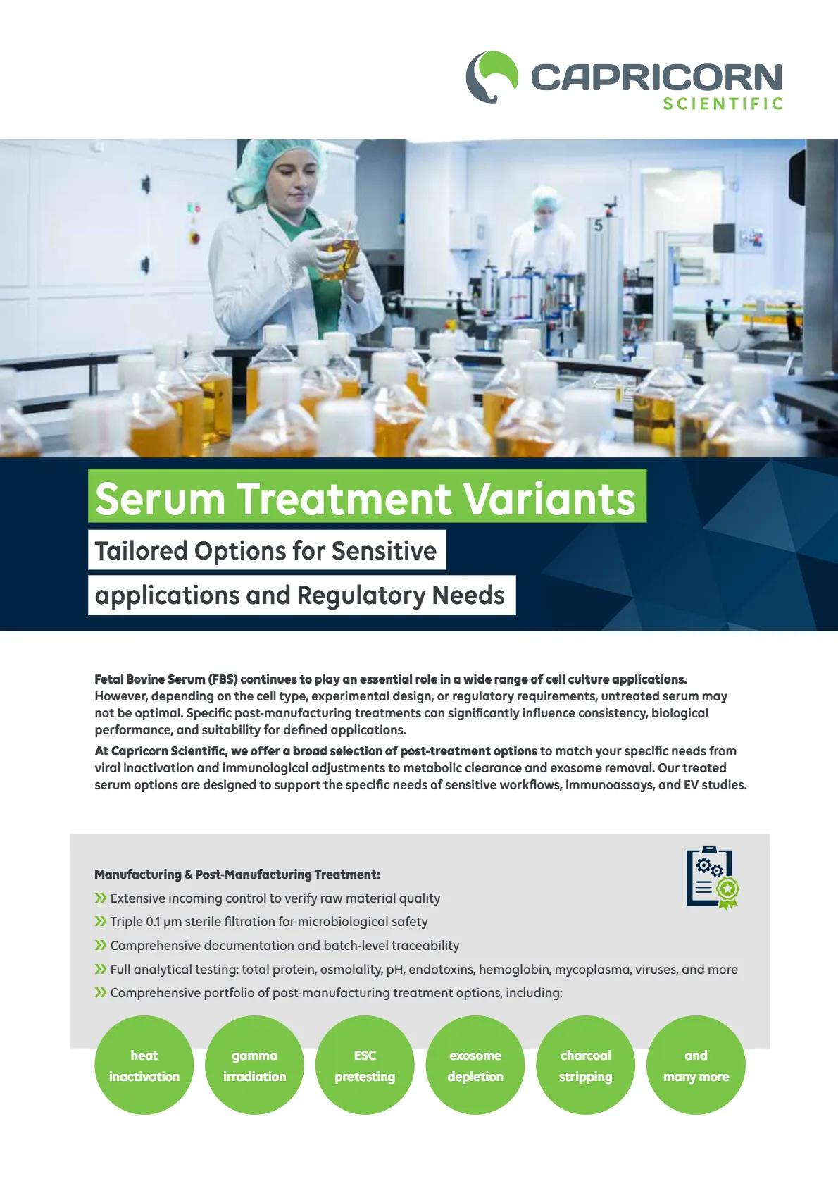 Serum Treatment Variants - Tailored Options for Sensitive applications and Regulatory Needs