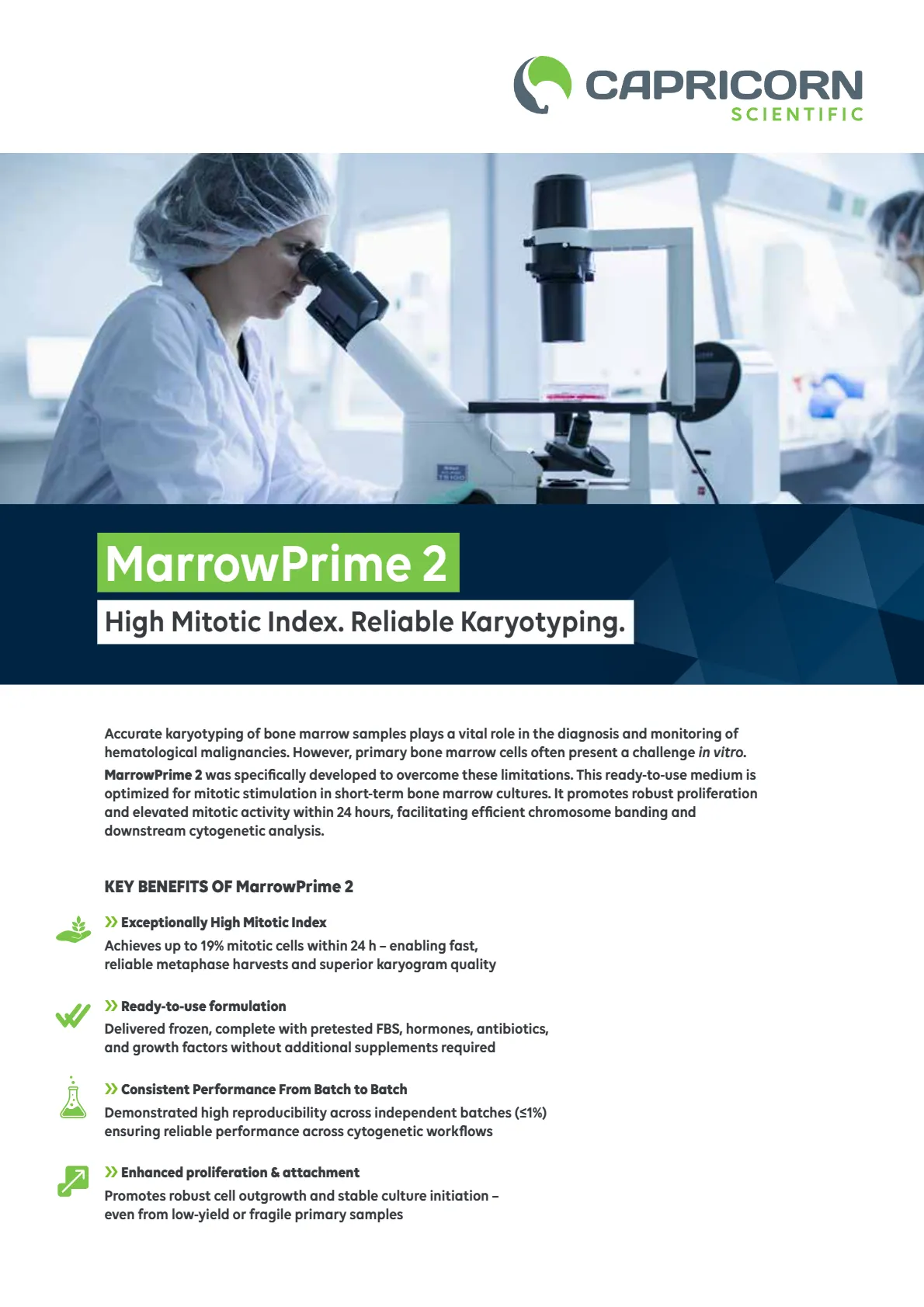 MarrowPrime 2: High Mitotic Index. Reliable Karyotyping.