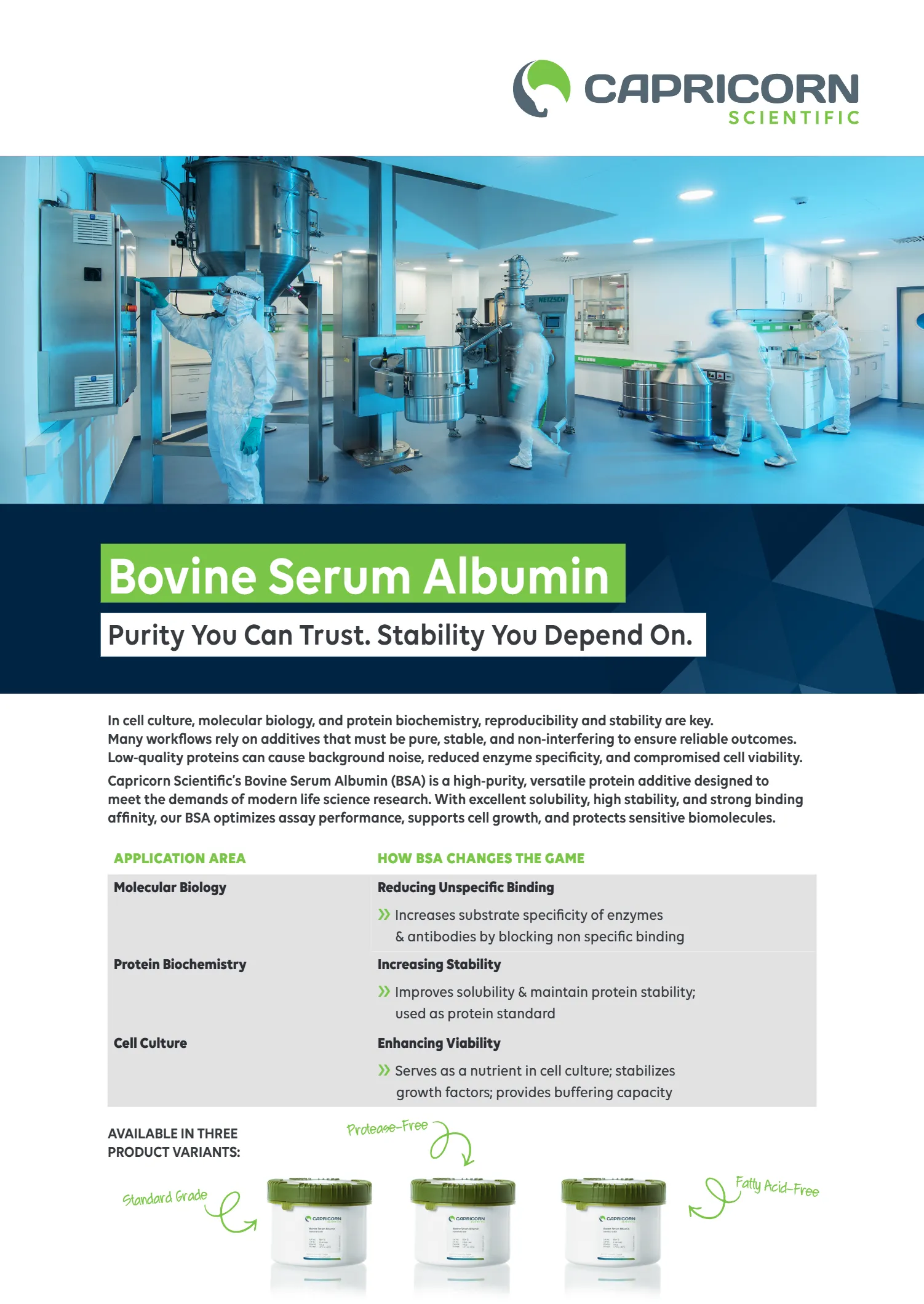 Bovine Serum Albumin: Purity You Can Trust. Stability You Depend On.