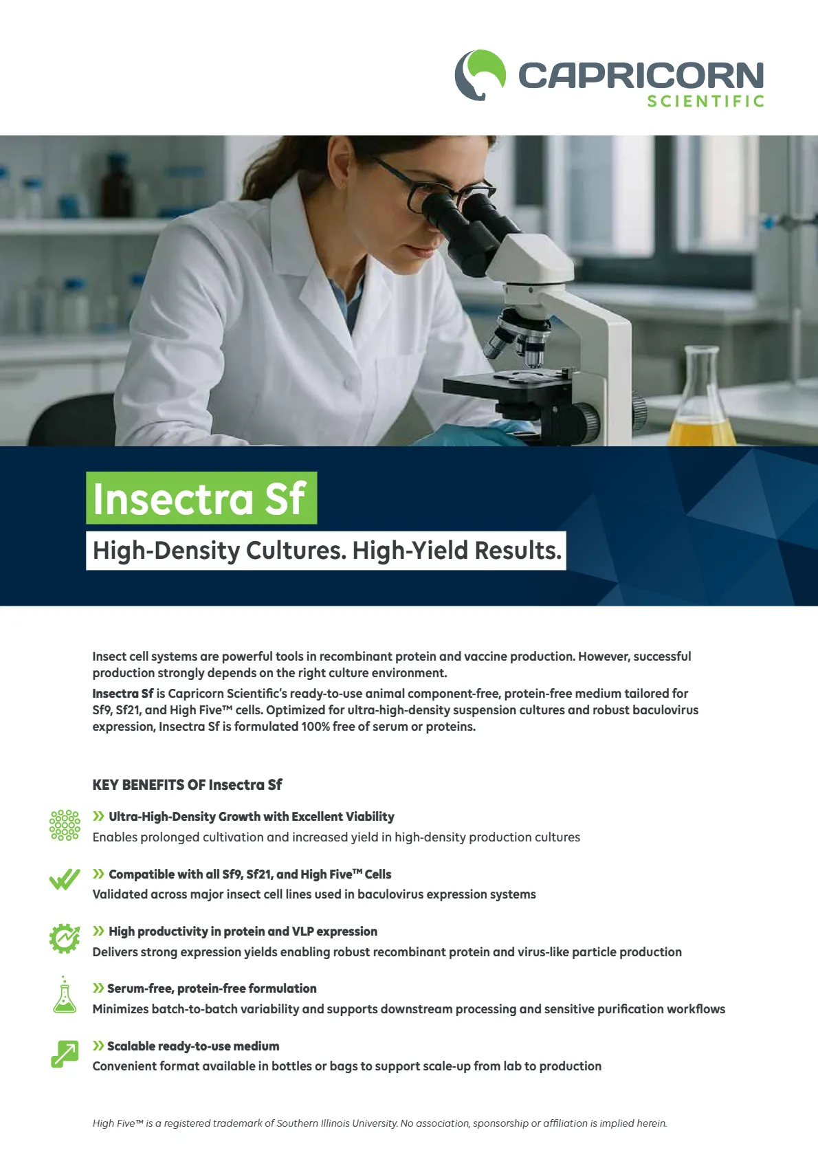 Insectra Sf: High-Density Cultures. High-Yield Results.