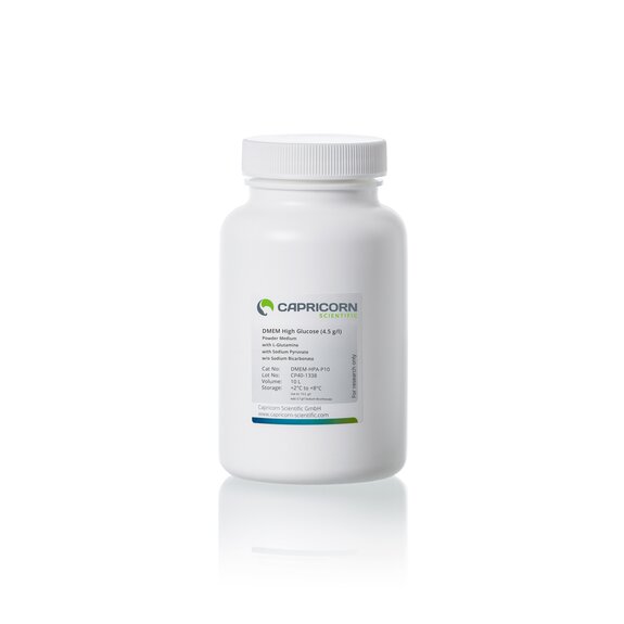 DMEM High Glucose (4.5 g/l) Powder Medium, 10 L, with L-Glutamine, with Sodium Pyruvate, without Sodium Bicarbonate