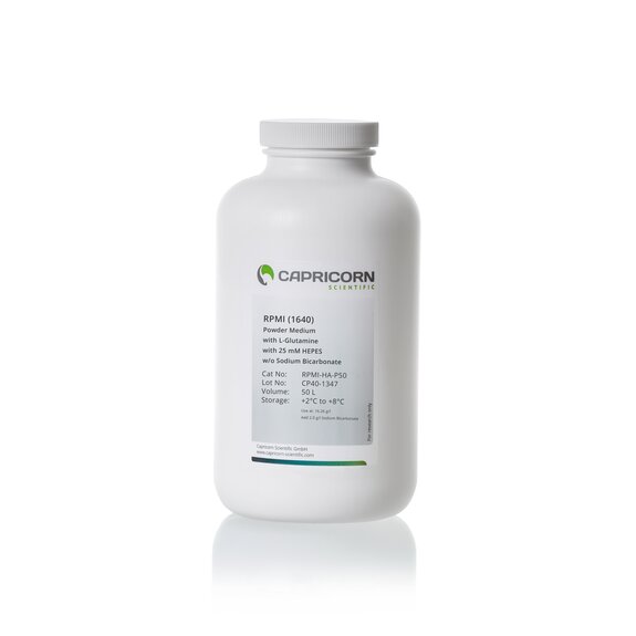 RPMI 1640, Powder Medium, 50 L, with L-Glutamine, with 25 mM HEPES, without Sodium Bicarbonate