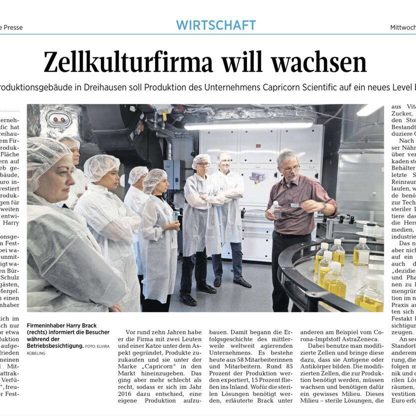Capricorn Scientific in the Hessian Newspaper, September 2022 | Capricorn Scientific