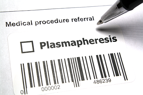 Plasmapheresis checkbox on medical clipboard